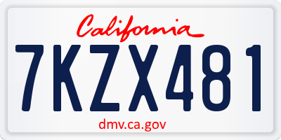 CA license plate 7KZX481