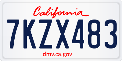 CA license plate 7KZX483