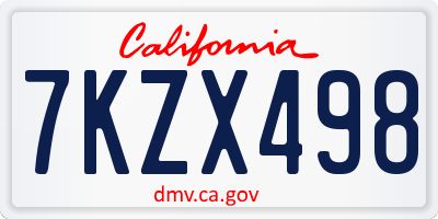 CA license plate 7KZX498