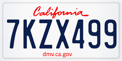 CA license plate 7KZX499