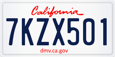 CA license plate 7KZX501
