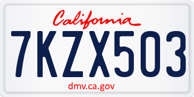 CA license plate 7KZX503