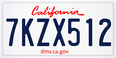 CA license plate 7KZX512