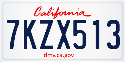 CA license plate 7KZX513