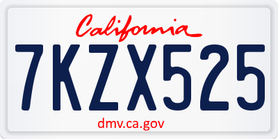 CA license plate 7KZX525