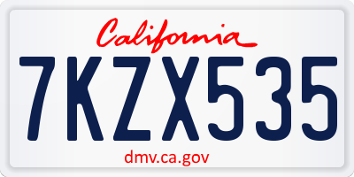 CA license plate 7KZX535