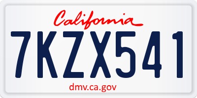 CA license plate 7KZX541