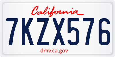 CA license plate 7KZX576