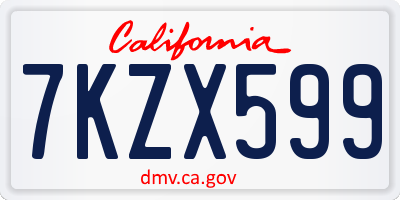 CA license plate 7KZX599