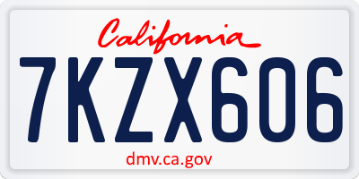 CA license plate 7KZX606