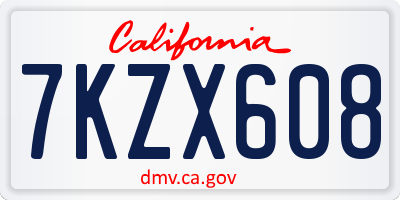CA license plate 7KZX608