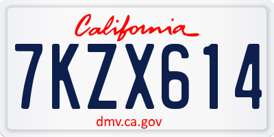CA license plate 7KZX614