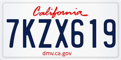CA license plate 7KZX619