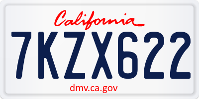 CA license plate 7KZX622