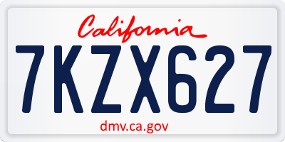 CA license plate 7KZX627
