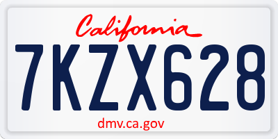 CA license plate 7KZX628