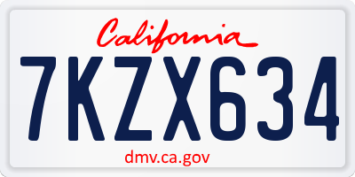 CA license plate 7KZX634