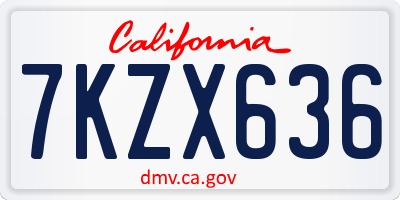 CA license plate 7KZX636