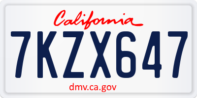 CA license plate 7KZX647