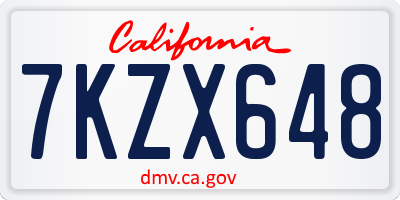 CA license plate 7KZX648