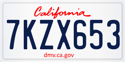 CA license plate 7KZX653