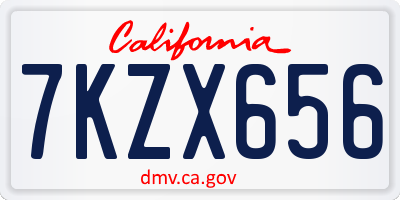 CA license plate 7KZX656