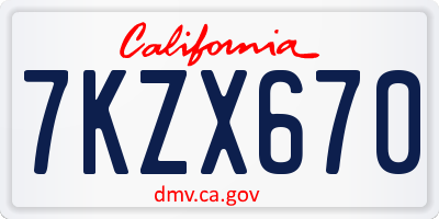 CA license plate 7KZX670