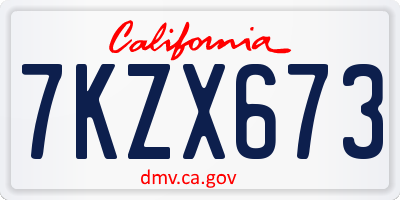 CA license plate 7KZX673
