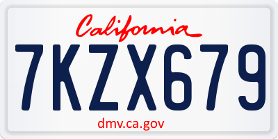 CA license plate 7KZX679