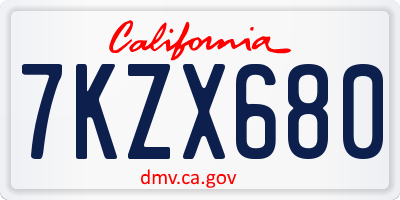CA license plate 7KZX680