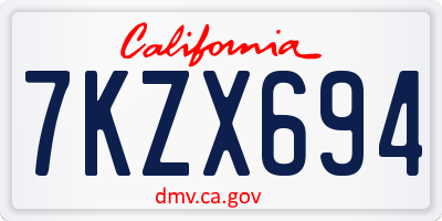 CA license plate 7KZX694