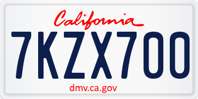 CA license plate 7KZX700