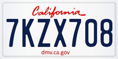 CA license plate 7KZX708