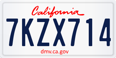CA license plate 7KZX714