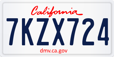 CA license plate 7KZX724