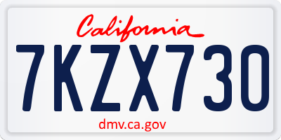 CA license plate 7KZX730