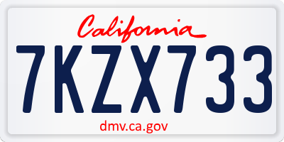 CA license plate 7KZX733