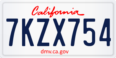 CA license plate 7KZX754