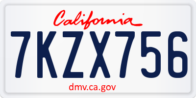 CA license plate 7KZX756