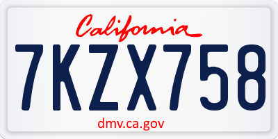 CA license plate 7KZX758