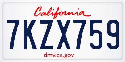 CA license plate 7KZX759