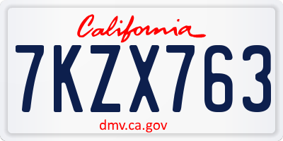 CA license plate 7KZX763