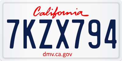 CA license plate 7KZX794