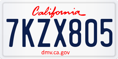 CA license plate 7KZX805