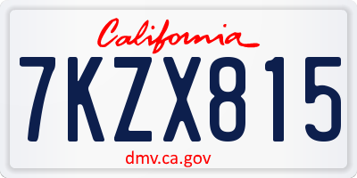 CA license plate 7KZX815