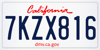 CA license plate 7KZX816