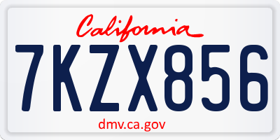 CA license plate 7KZX856