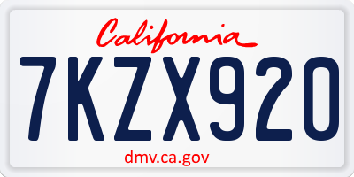 CA license plate 7KZX920