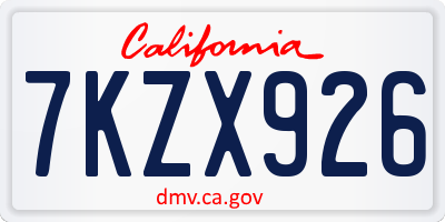 CA license plate 7KZX926