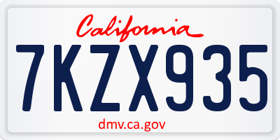 CA license plate 7KZX935